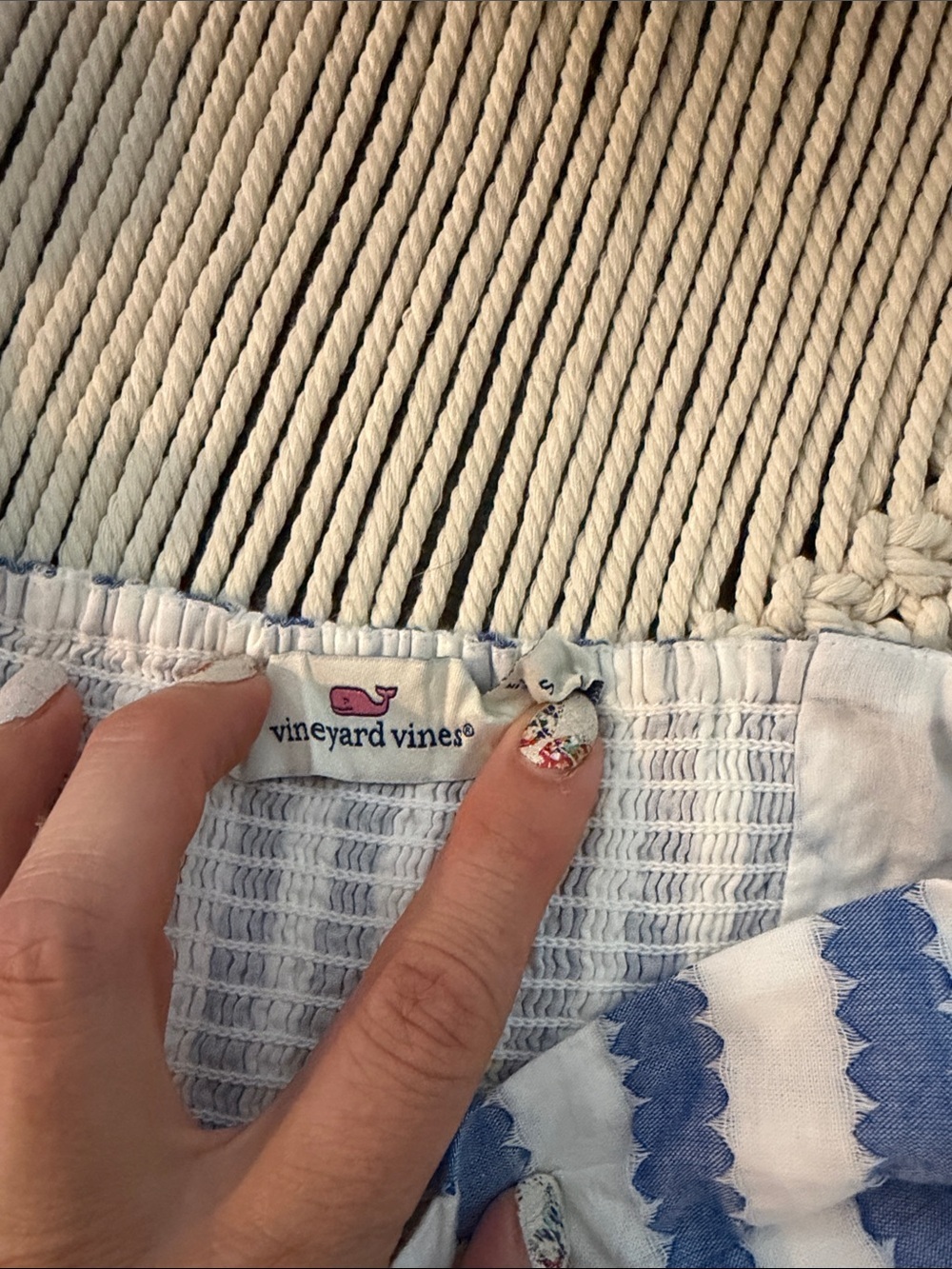 Vineyard Vines Blue & White Striped Puff-Sleeve Peplum Top Size Small - Picture 9 of 11